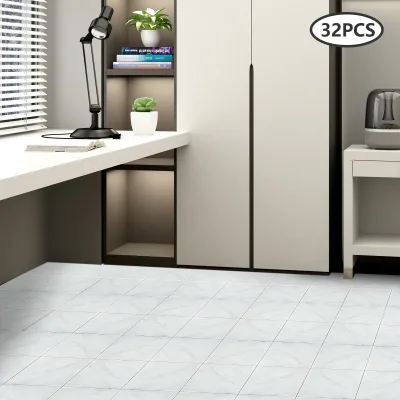 Carreaux de sol blancs autocollants – image 2