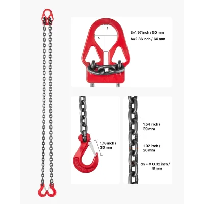 Chaîne de levage en acier, 2 crochets – image 2