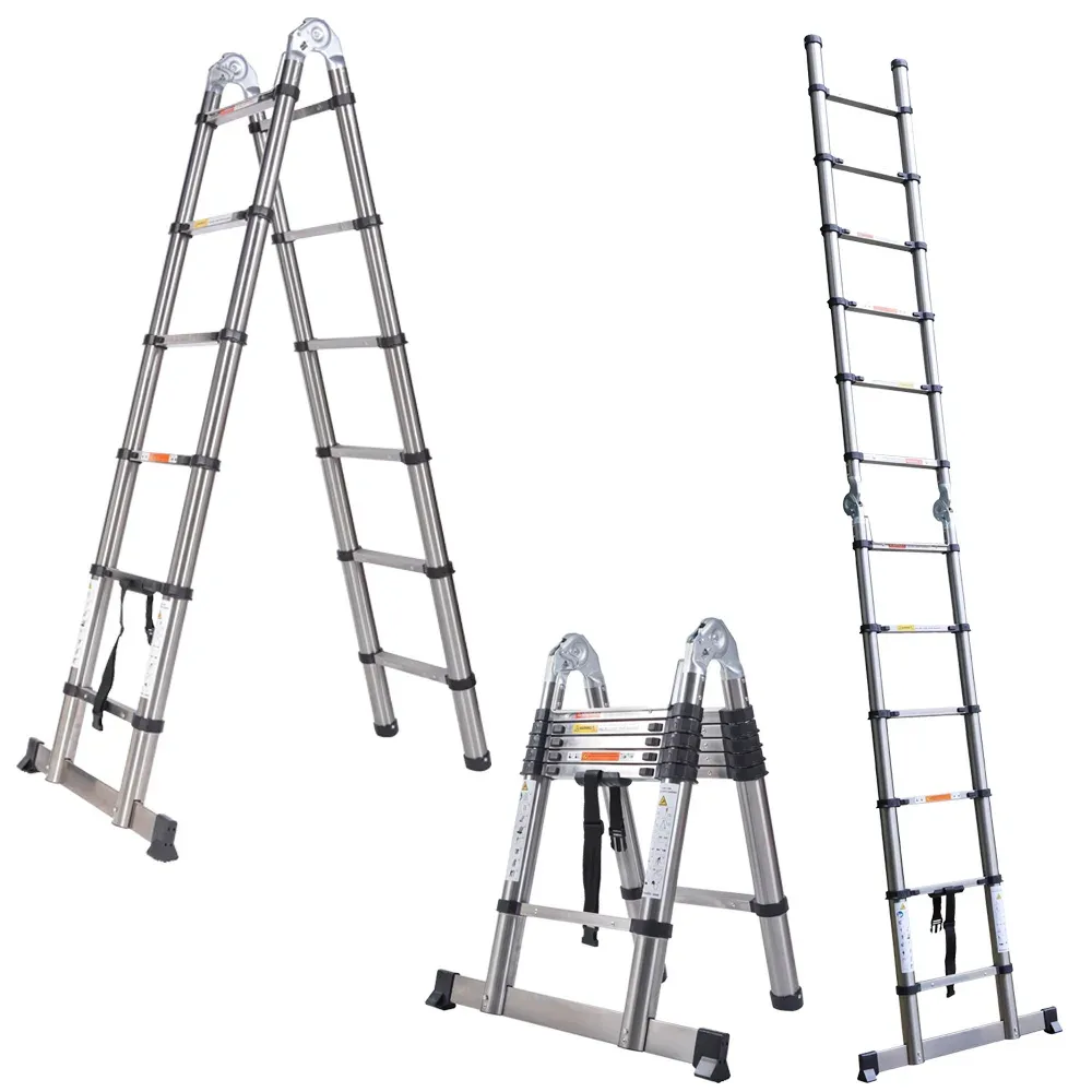 Échelle télescopique pliable argent