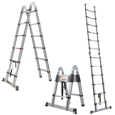 Échelle télescopique pliable argent