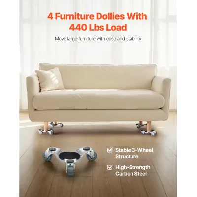 Lot de 4 chariots déménageurs à roulettes – image 2