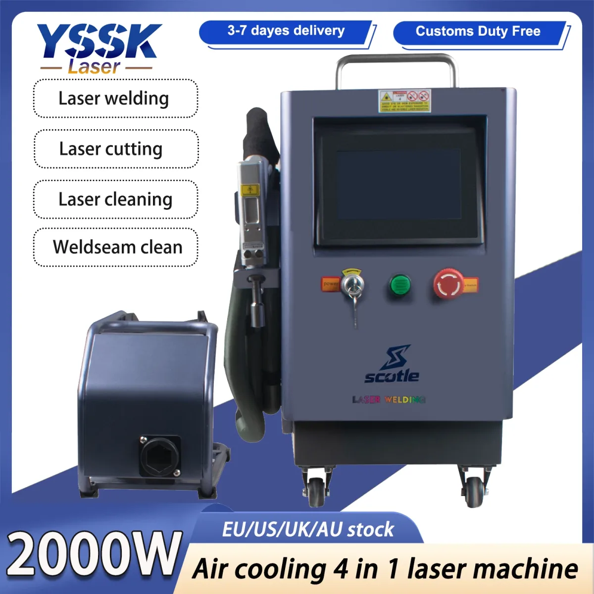 Machine laser portative 4 en 1, 2000 W